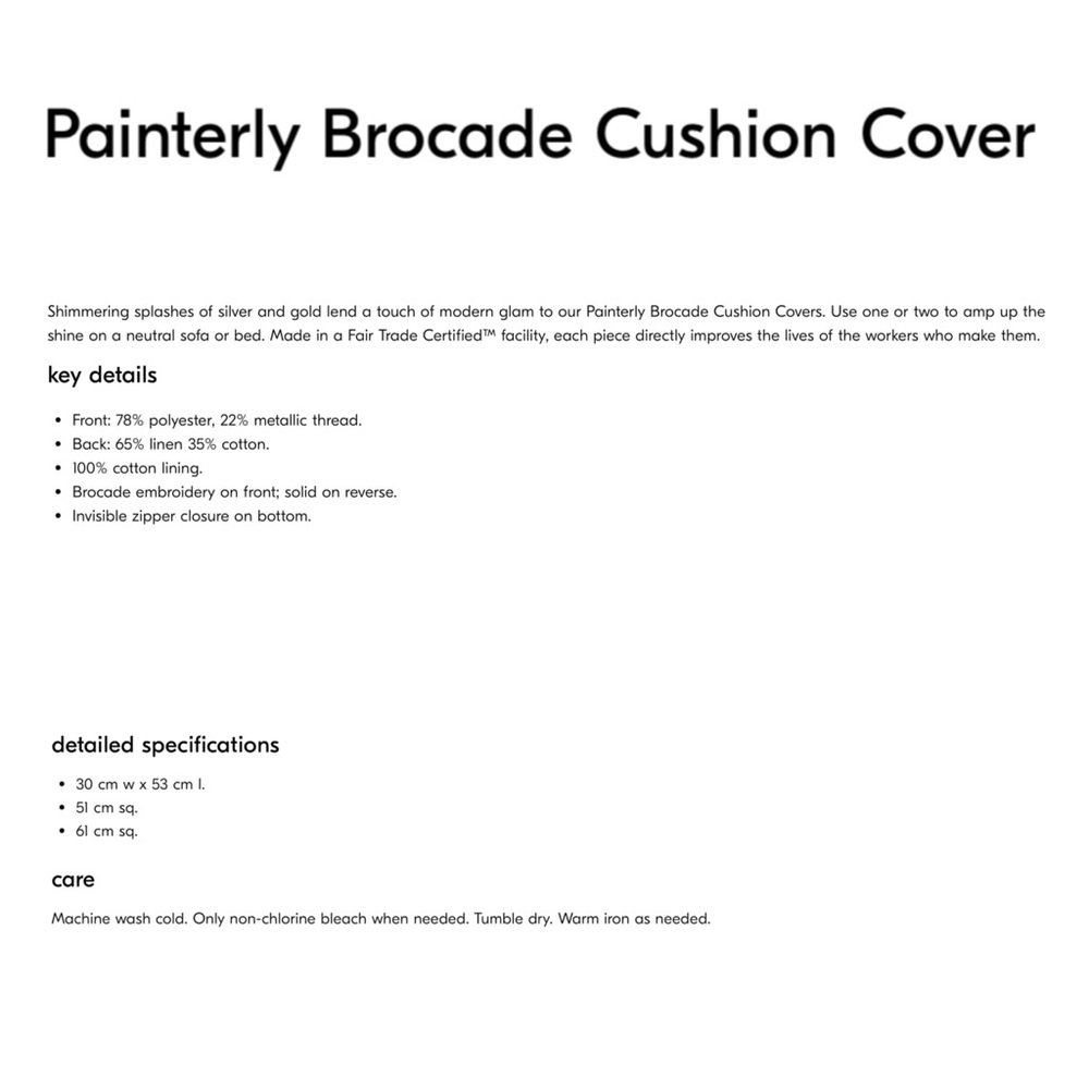West Elm Painterly Brocade Cushion Cover - Picture 9 of 9